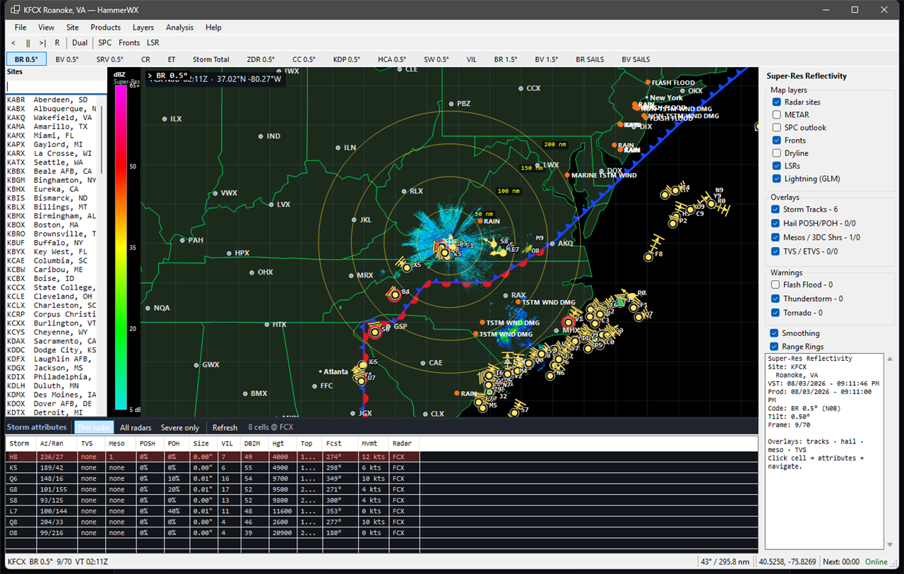 HammerWX native Windows desktop radar workstation